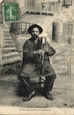 No País Marchois — Músico tocando a flauta de ar — Champeaude & Terrasson, Limoges