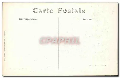 Bombardeio de Reims — Dano causado por um obus de 150 em 22 de fevereiro de 1915, rua de Vesle Grand Bazar (seção de móveis) — J. Matot, Edit., Reims — Verso