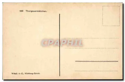 Kobieta z Thurgau — Thurgauer Mädchen — wydawca Wehrl A.-G., Kilchberg-Zurich, nr 189 — Rewers