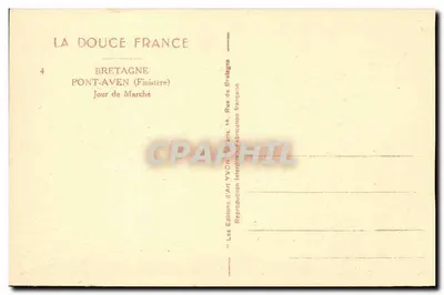 Puente Aven (Finistère) — Día de Mercado — Ediciones d'Arte Yvon, París — Reverso