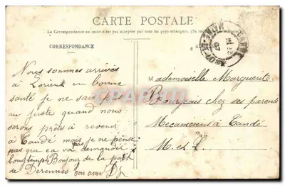 Dwa dzieci w regionalnych strojach grające w kompas — kolekcja H. Laurent, Port-Louis — Rewers