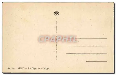Ault — Digue i plaża — Ch. des Arts Photomécaniques, Paryż — Rewers
