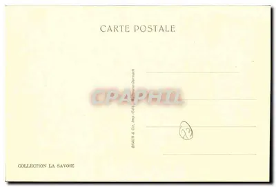 Aix-les-Bains e o Lago do Bourget — vista panorâmica com edifício de canto — editor Braun & Cie, coleção La Savoie, n° 13097 — Verso