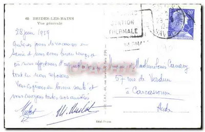 Brides-les-Bains — Vista geral — Bilhete postal antigo Paris (159) — Verso
