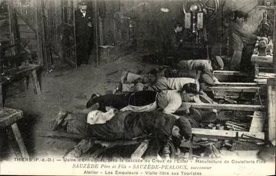 Oficina de Emouleurs em Thiers — Fábrica de Entraigues perto da cascata do Creux de l'Enfer — SAUZÈDE Père et Fils — Fábrica de Fabricação de Facas Finas