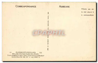 Clermont-Ferrand — Kerk Notre-Dame-du-Port — Uitgever Ley et Neurdein, Parijs — Achterkant
