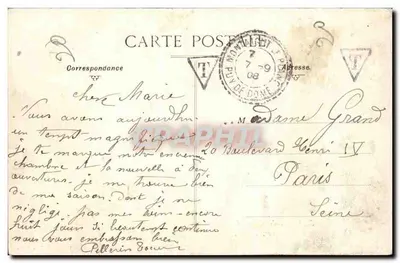 St-Nectaire-le-Bas — rue commerçante avec boutique de robes et manteaux — L'Hirondelle, Paris — Verso
