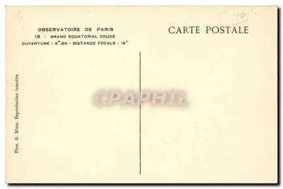 Observatório de Paris — Grande equatorial dobrado — Fot. G. Blum — Verso