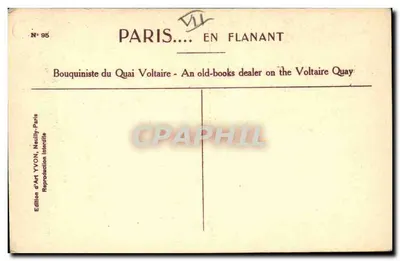 Bouquinista do Quai Voltaire — Paris — Edição d'Art YVON, Neuilly — Verso