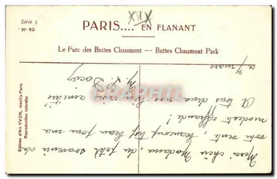 Paris... Strolling — Le Parc des Buttes Chaumont — Art Edition YVON, Series 3, No. 62 — Back