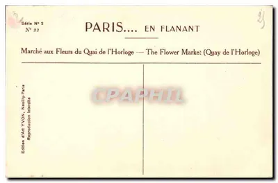 Bloemenmarkt van de Quai de l'Horloge — Parijs — Edities van Kunst YVON — Achterkant