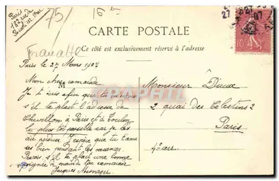 Paris - Igreja de São Honório de Éylau — editor anônimo, n° 211 — Verso