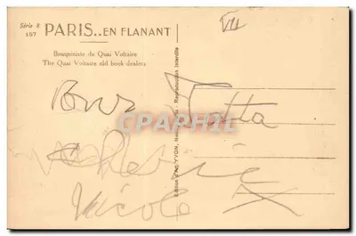Paris. Caminhando — Bouquinista do Quai Voltaire — Edição de Arte YVON, Série 8 n°157 — Verso
