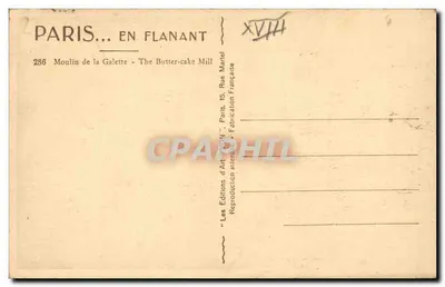 Moulin de la Galette — Paris — Éditions d'Art-Flanant, n°286 — Verso