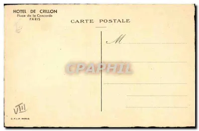 Hôtel de Crillon — Plac de la Concorde — C.F.I.P. Paryż, nr VIII — Rewers