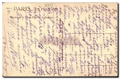 Paris. Caminhando — Vendedor de Flores na Place de la Madeleine — Edição d'Art YVON, Paris — Verso