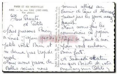 Paris e suas maravilhas — A Torre Eiffel (1887-1889) — André Leconte, Paris — Verso