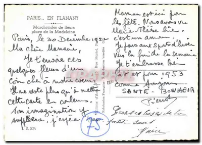 Paris — Praça da Madeleine — Vendedoras de flores — Edições de Arte — Verso