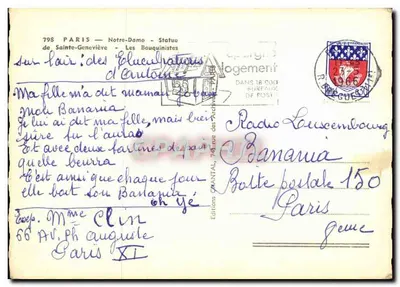 Paryż — Katedra Notre-Dame — Statua św. Geneviwy — Chantal — Rewers