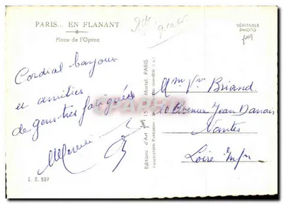 Place de l'Opéra — Paris — Edições d'Art Martel — Verso