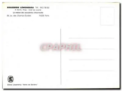 Brasserie Löwenbräu — Paryż — wydawca nieznany, numer serii nie widoczny — Rewers