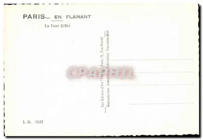 A Torre Eiffel — Paris — Éditions d'Art Manel — Verso