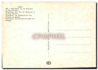 Notre-Dame — widok restauracji La Tour d'Argent — wydawca EG, n°766 — Rewers