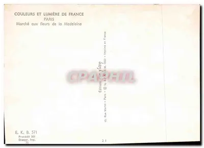 Mercado de flores de La Madeleine — París — Ediciones Yvon — Reverso