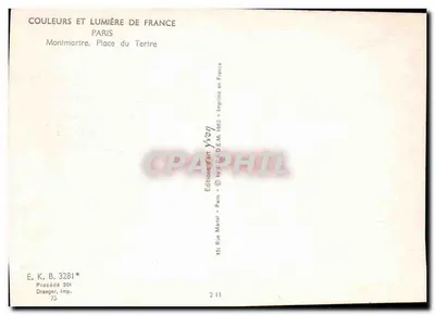 Montmartre - Place du Tertre — Wydawnictwo Yvon, nr 3281 — Rewers
