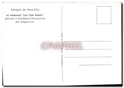 Lotnisko Paryż-Orly — Restauracja "Les Trois Soleils" — Wydane przez Publi-Éditions C. Color — Rewers