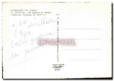 Guermantes (77) — Vista aérea do castelo do século XVII — Impressor Combier — Verso