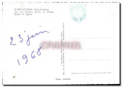ब्लैंडी-लेस-टूर्स — किला, चर्च और खंडहर — एडिशन्स अर्लिक्स, पेरिस — पीछे