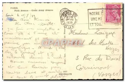 Paryż - Avenue Foch - Avenue de la Grande Armée — Photolux, n°1057 — Rewers