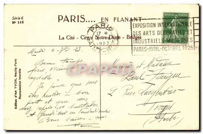 Paryż — Widok Seiny, Katedra Notre-Dame i mosty — Wydawnictwo Art YVON, seria 6 nr 111 — Rewers