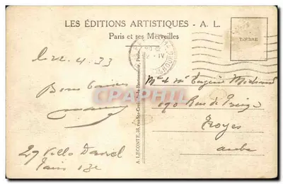Paris — Rue de Rivoli — Rivoli Street — Artistiques A.L. Verlag, Nr. 22 — Rückseite