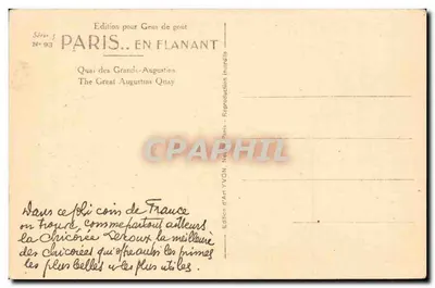 Parigi — Quai des Orfèvres — Edizione Yvon, serie 93 — Verso