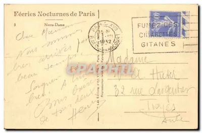 Notre-Dame w Paryżu — widok nocny — Wydawnictwo Art YVRAN, nr 3 — Rewers