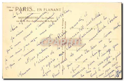 Montmartre — A Basílica vista da Rue du Chevalier-de-la-Barre — Yvon, série 10, n°184 — Verso