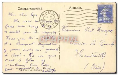 Widok Paryża — Most do Zamku i Pałac Sprawiedliwości — wydawca Terre de France, nr 29 — Rewers