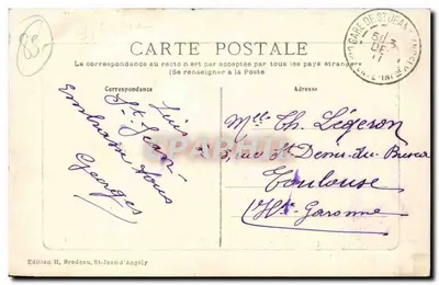 Saint-Jean-d'Angély — O Palácio de Justiça — Edição H. Brodeau — Verso