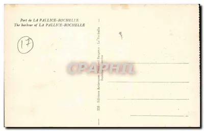 Port La Pallice-Rochelle — widok portu z dużym jachtem i podwodnym statkiem — Éditions Artiannes Ramond Bergewa — Rewers