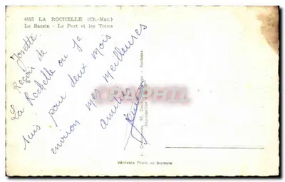 La Rochelle — O Bassin, O Porto e as Torres — L. Chitonneau, Bordeaux — Verso