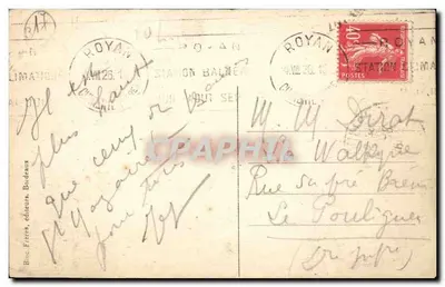 O Farol de La Coubre - BR — editor Bloc Frères, n° 197 — Verso