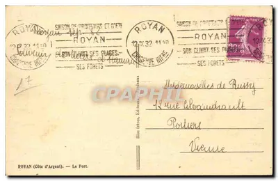 Port Royan — Widok portu z łodziami — Bloc frères, Royan — Rewers