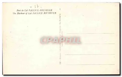 Port La Pallice-Rochelle — widok portu z łodziami i wagonami — wydawca Ramuniche, nr 17 — Rewers