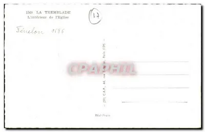Interior da igreja — La Tremblade — Bilhete postal antigo (59) Paris — Verso