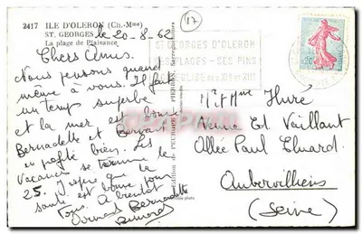 Praia de Plaisance — Ilha de Oléron — edição de PEUROPE — Verso