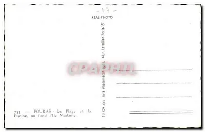 Fouras — Plaża i basen, w tle wyspa Madame — Spółka Sztuk Fotomechanicznych, 44, ul. Letellier, Paryż — Rewers
