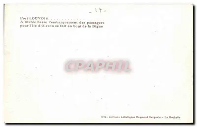 Fort Louvois — embarque para a ilha de Oléron — Edições Artísticas Raymond Bergévin — Verso
