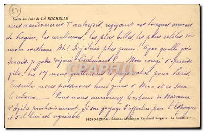 ला रोचेल के बंदरगाह के बाहरी दृश्य — रेमी बर्जिवन के कलात्मक संस्करण — संख्या 14570-12854 — पीछे